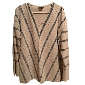 Striped V-Neck Long Sleeve Shirt